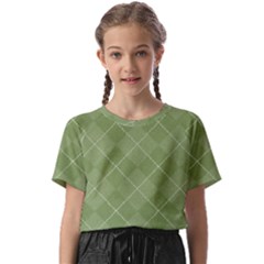 Discreet Green Tea Plaids Kids  Basic Tee by ConteMonfrey