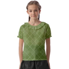 Discreet Green Tea Plaids Kids  Frill Chiffon Blouse by ConteMonfrey