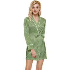 Discreet Green Tea Plaids Long Sleeve Satin Robe by ConteMonfrey