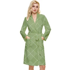 Discreet Green Tea Plaids Long Sleeve Velour Robe by ConteMonfrey