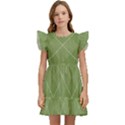 Discreet Green Tea Plaids Kids  Winged Sleeve Dress View1