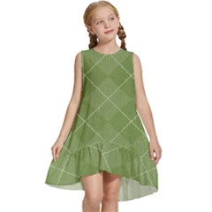 Discreet Green Tea Plaids Kids  Frill Swing Dress by ConteMonfrey