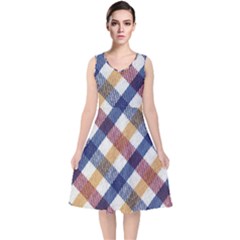 Hot Colors Plaid  V-neck Midi Sleeveless Dress  by ConteMonfrey