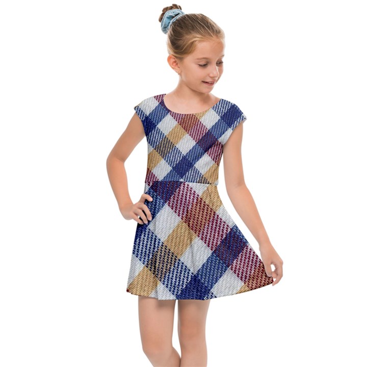 Hot Colors Plaid  Kids  Cap Sleeve Dress