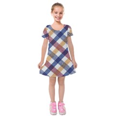 Hot Colors Plaid  Kids  Short Sleeve Velvet Dress by ConteMonfrey