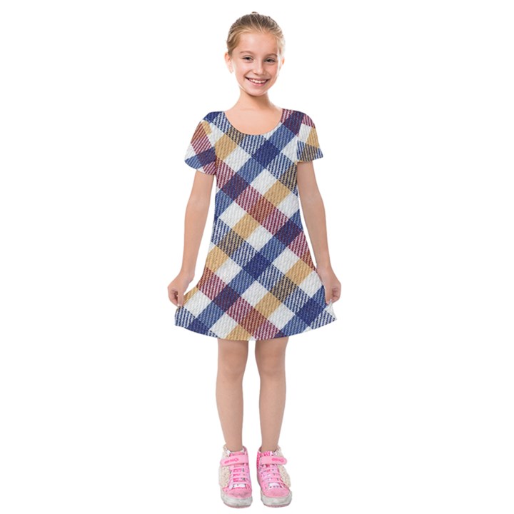 Hot Colors Plaid  Kids  Short Sleeve Velvet Dress