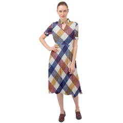 Hot Colors Plaid  Keyhole Neckline Chiffon Dress