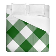 Green And White Diagonal Plaids Duvet Cover (full/ Double Size) by ConteMonfrey