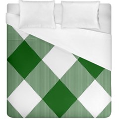 Green And White Diagonal Plaids Duvet Cover (king Size) by ConteMonfrey