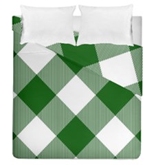 Green And White Diagonal Plaids Duvet Cover Double Side (queen Size) by ConteMonfrey