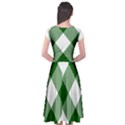 Green and white diagonal plaids Cap Sleeve Wrap Front Dress View2