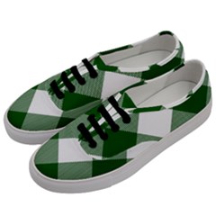 Green And White Diagonal Plaids Men s Classic Low Top Sneakers by ConteMonfrey