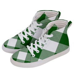 Green And White Diagonal Plaids Women s Hi-top Skate Sneakers by ConteMonfrey