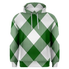 Green And White Diagonal Plaids Men s Overhead Hoodie by ConteMonfrey