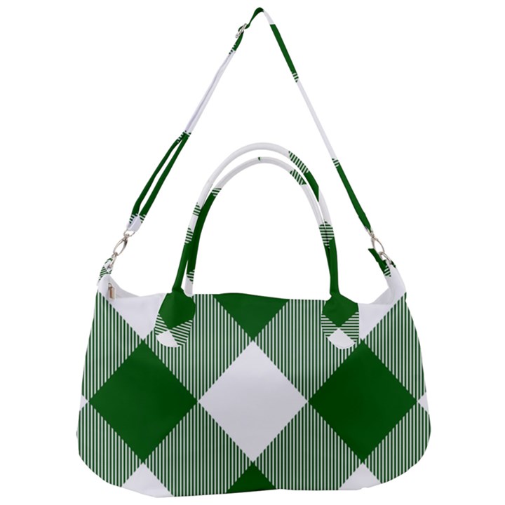 Green and white diagonal plaids Removal Strap Handbag