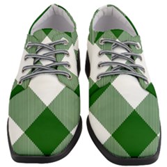 Green And White Diagonal Plaids Women Heeled Oxford Shoes by ConteMonfrey