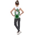 Green and white diagonal plaids Kids  Sleeveless Hoodie View2