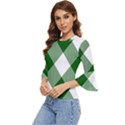 Green and white diagonal plaids Bell Sleeve Top View2