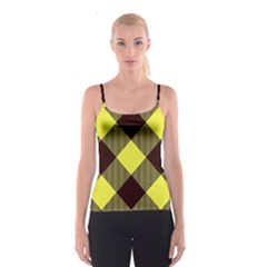 Black And Yellow Plaids Diagonal Spaghetti Strap Top by ConteMonfrey