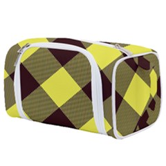 Black And Yellow Plaids Diagonal Toiletries Pouch by ConteMonfrey