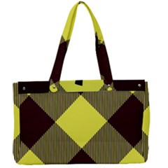 Black And Yellow Plaids Diagonal Canvas Work Bag by ConteMonfrey