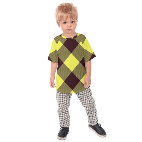 Black And Yellow Plaids Diagonal Kids  Raglan Tee by ConteMonfrey