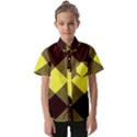 Black and yellow plaids diagonal Kids  Short Sleeve Shirt View1