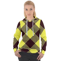 Black And Yellow Plaids Diagonal Women s Overhead Hoodie by ConteMonfrey