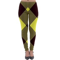 Black And Yellow Plaids Diagonal Lightweight Velour Leggings by ConteMonfrey