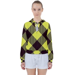 Black And Yellow Plaids Diagonal Women s Tie Up Sweat by ConteMonfrey