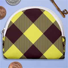 Black And Yellow Plaids Diagonal Horseshoe Style Canvas Pouch by ConteMonfrey