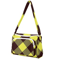 Black And Yellow Plaids Diagonal Front Pocket Crossbody Bag by ConteMonfrey