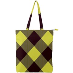 Black And Yellow Plaids Diagonal Double Zip Up Tote Bag by ConteMonfrey