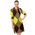 Black and yellow plaids diagonal Long Sleeve Mini Shirt Dress View1