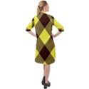 Black and yellow plaids diagonal Long Sleeve Mini Shirt Dress View2