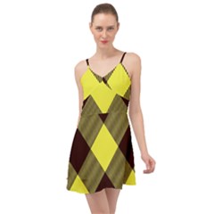 Black And Yellow Plaids Diagonal Summer Time Chiffon Dress by ConteMonfrey