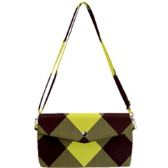 Black And Yellow Plaids Diagonal Removable Strap Clutch Bag by ConteMonfrey