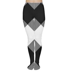 Black And White Diagonal Plaids Tights by ConteMonfrey