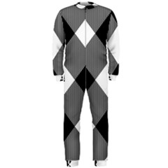 Black And White Diagonal Plaids Onepiece Jumpsuit (men) by ConteMonfrey