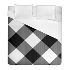 Black And White Diagonal Plaids Duvet Cover (full/ Double Size) by ConteMonfrey