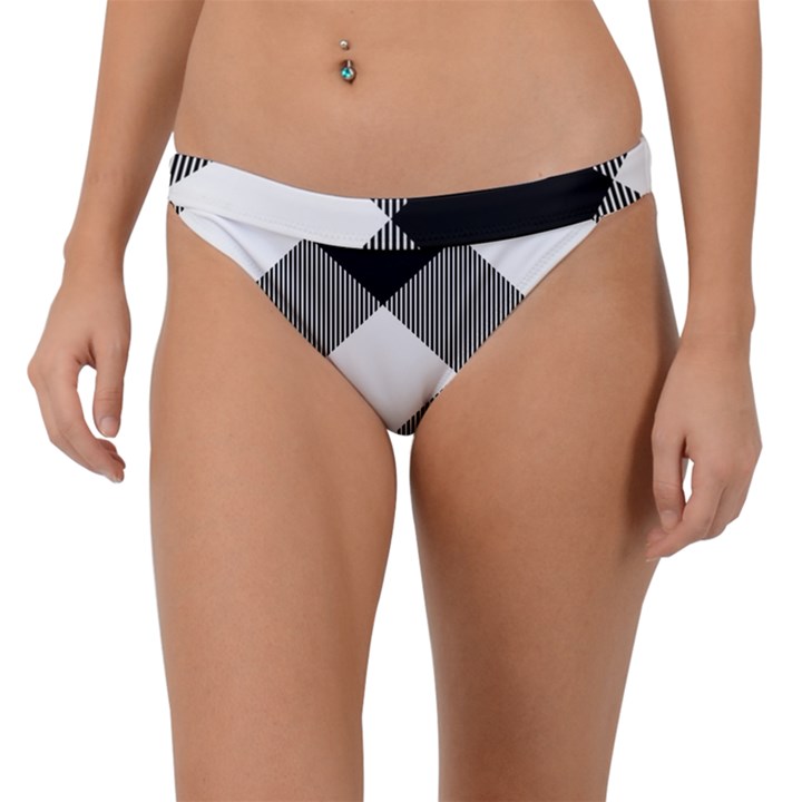 Black and white diagonal plaids Band Bikini Bottom