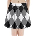 Black and white diagonal plaids Pleated Mini Skirt View1