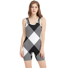 Black And White Diagonal Plaids Women s Wrestling Singlet by ConteMonfrey