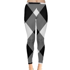 Black And White Diagonal Plaids Inside Out Leggings by ConteMonfrey