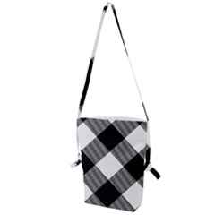 Black And White Diagonal Plaids Folding Shoulder Bag by ConteMonfrey