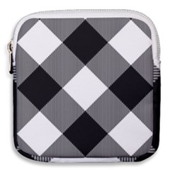 Black And White Diagonal Plaids Mini Square Pouch by ConteMonfrey