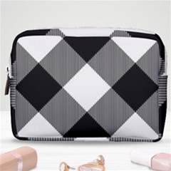 Black And White Diagonal Plaids Make Up Pouch (medium) by ConteMonfrey