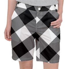 Black And White Diagonal Plaids Pocket Shorts by ConteMonfrey