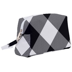 Black And White Diagonal Plaids Wristlet Pouch Bag (large) by ConteMonfrey