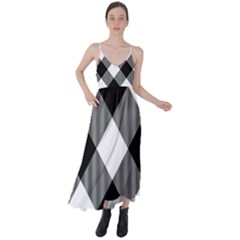 Black And White Diagonal Plaids Tie Back Maxi Dress by ConteMonfrey